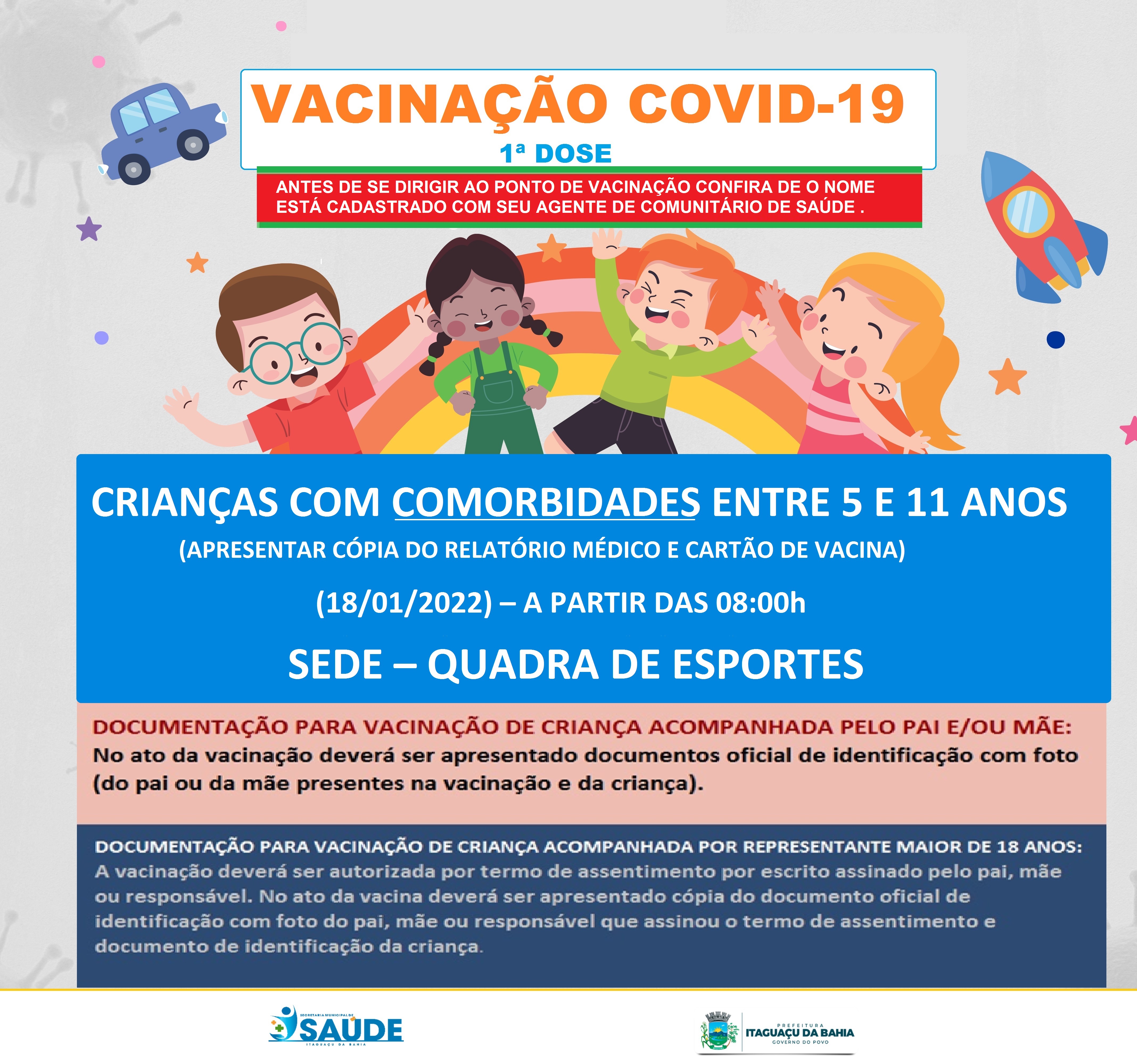 💉Chegou a hora de vacinarmos nossas crianças de 5 a 11 anos com a primeira dose.