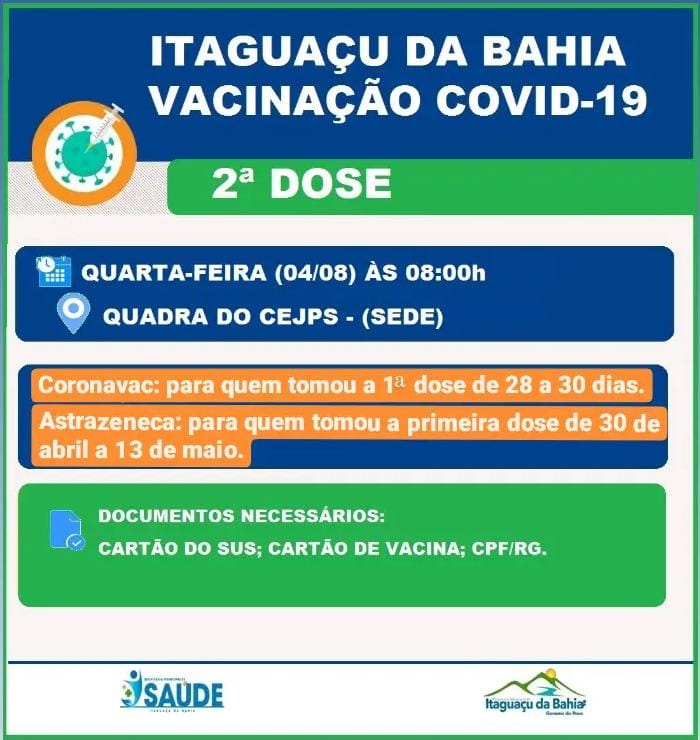 Vacinação covid-19 - SEGUNDA DOSE