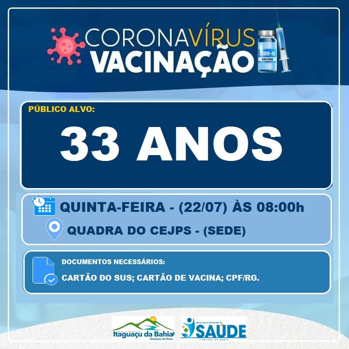 Vacinação Covid 33 anos