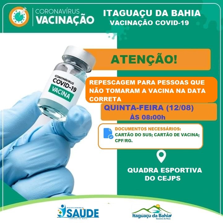 ⚠️ ATENÇÃO ⚠️ REPESCAGEM PARA PESSOAS QUE NÃO TOMARAM A VACINA NA DATA CORRETA 💉💉