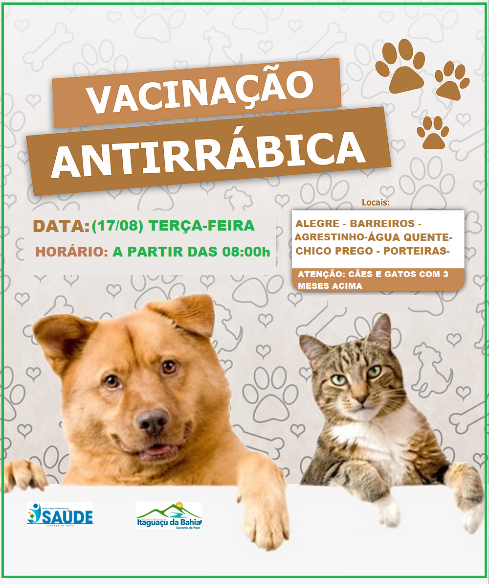 Vacinação Antirrábica! Pra Cães e Gatos