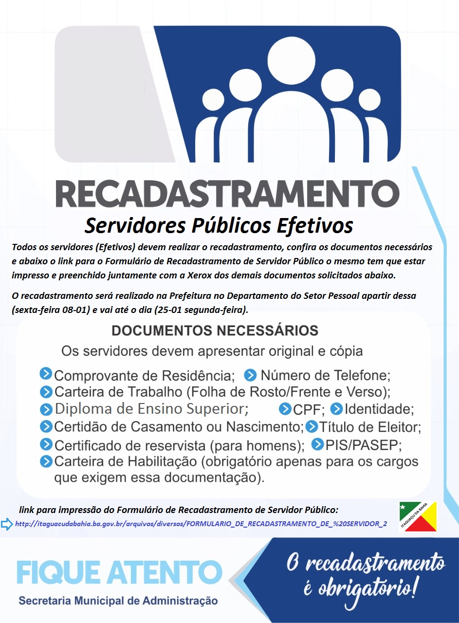 RECADASTRAMENTO DOS SERVIDORES PÚBLICOS EFETIVOS