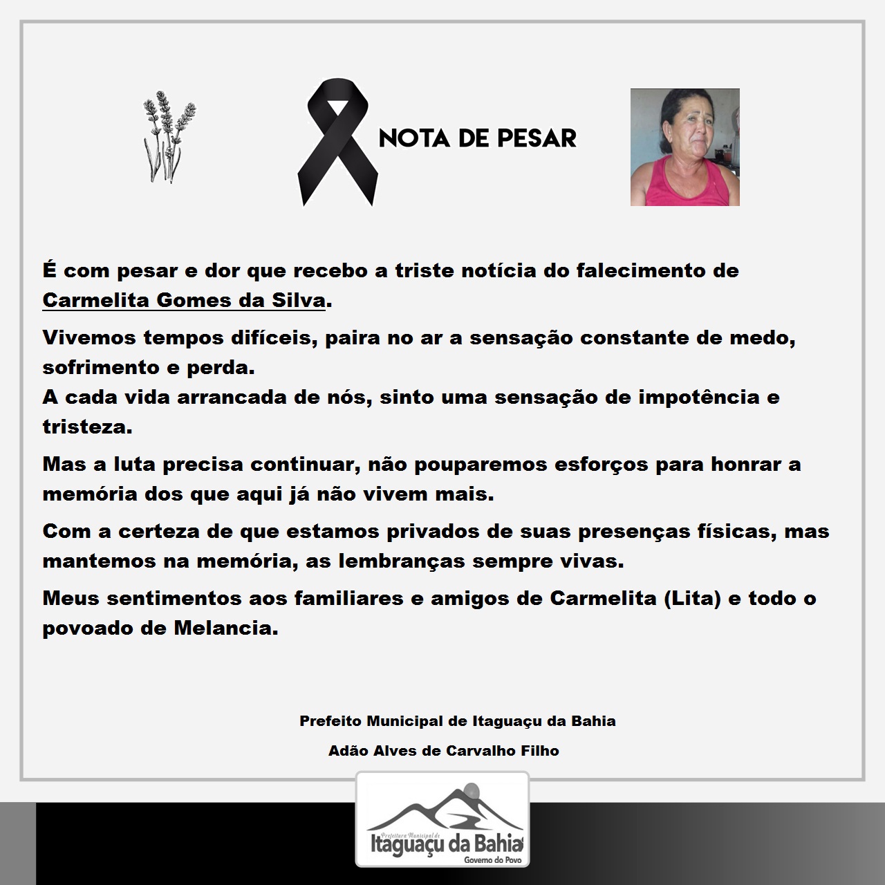 NOTA DE PESAR -